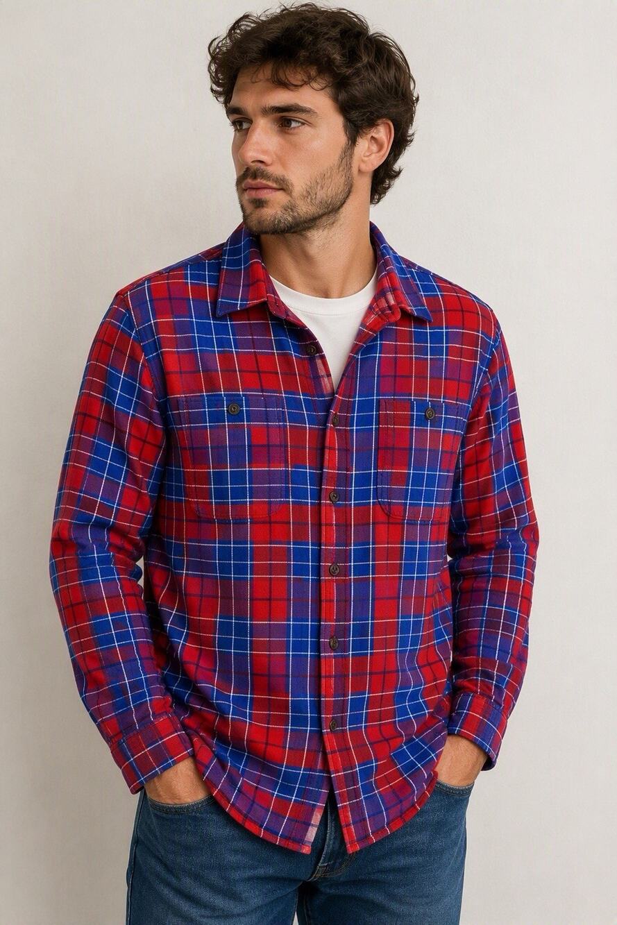 Duluth Trading Co Women’s Long Sleeve Flannel Plaid Button Up Shirt Sz L Red